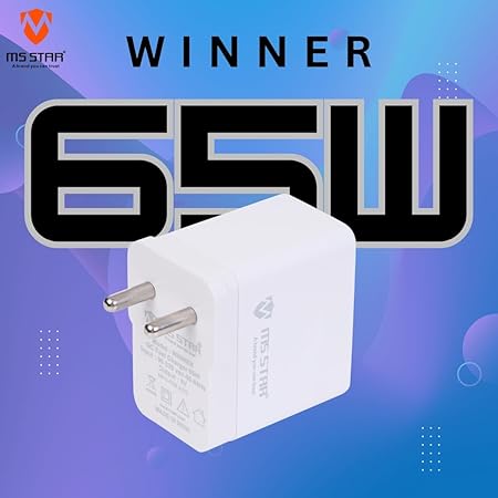 MS STAR Winner USB Type-C Mobile Charger, 65W Fast Charging, Wide Compatibility