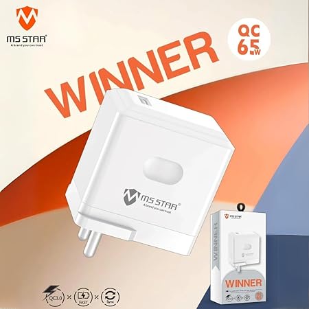 MS STAR Winner USB Type-C Mobile Charger, 65W Fast Charging, Wide Compatibility
