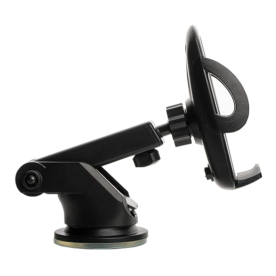  Mount Accede CA202 Proficient Pro Universal Mobile Holder for Car Wireless phone charger/Dashboard, 360 Rotation, Extendable Arm & Long Neck, Strong Suction Base Mobile Stand/Car Mount for All Mobile Phones (Black)(15W)