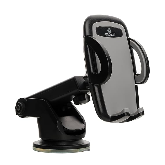  Mount Accede CA202 Proficient Pro Universal Mobile Holder for Car Wireless phone charger/Dashboard, 360 Rotation, Extendable Arm & Long Neck, Strong Suction Base Mobile Stand/Car Mount for All Mobile Phones (Black)(15W)