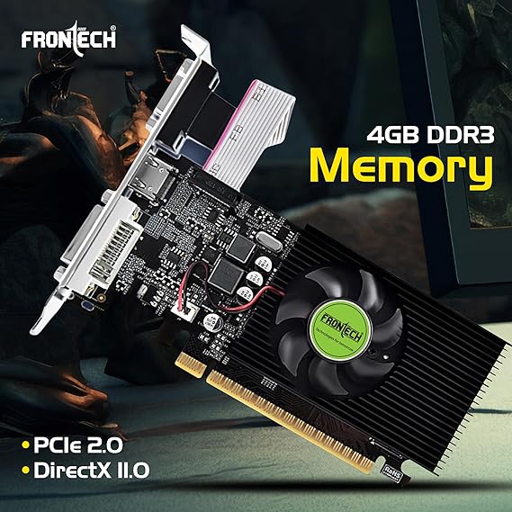 Frontech GT 730 Graphics Card with 4 GB DDR3 64 Bits PCIe 2.0, High Efficiency, Quality Gaming Graphics Card, Single Cooling Fan, 3 Years Warranty (GRP-0004, Black)