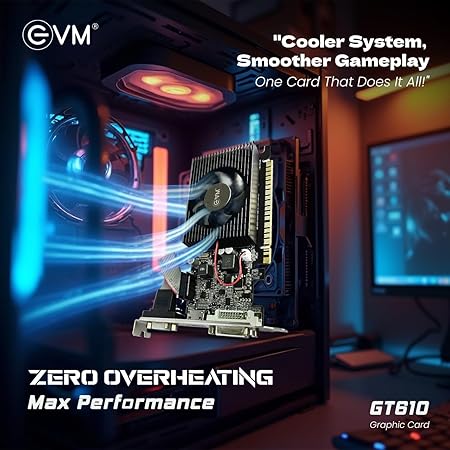 EVM 2GB Nvidia GeForce GT610 Graphics Card - DDR3 - VGA, HDMI, DVI Outputs - High-Resolution 1920x1080 - Heat Sink with Fan - PCIe 2.0 Support - 3 Years Warranty (EVM-GT610)