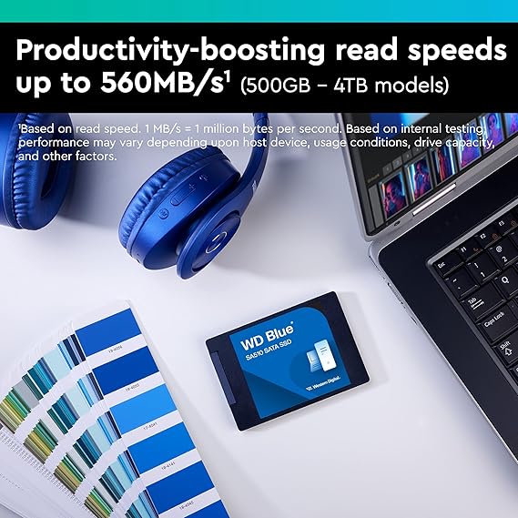 Western Digital WD Blue SA510 SATA 250GB, Up to 555MB/s, 2.5 Inch/7 mm, 5Y Warranty, Internal Solid State Drive (SSD) (WDS250G3B0A)
