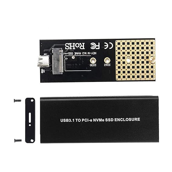 NVMe Enclosure PCIe M.2 2280 SSD Box, Type-C USB 3.1 NVME Solid State Hard Disk Case, HDD Enclosure 10 Gbps Gen 2 USB 3.1 to M.2 Adapter with Case and USB C Cable M.2 PCIe SSD to Type C Enclosure