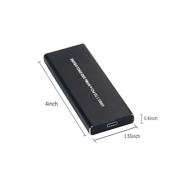 NVMe Enclosure PCIe M.2 2280 SSD Box, Type-C USB 3.1 NVME Solid State Hard Disk Case, HDD Enclosure 10 Gbps Gen 2 USB 3.1 to M.2 Adapter with Case and USB C Cable M.2 PCIe SSD to Type C Enclosure