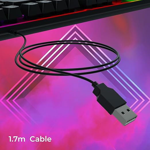 ZEBRONICS Transformer K1 Premium Gaming Keyboard with 104 Keys, 1.5m Cable, Laser Keycaps, Multi Color LED Modes, Integrated Multimedia Keys, All Keys Enable/Disable Function