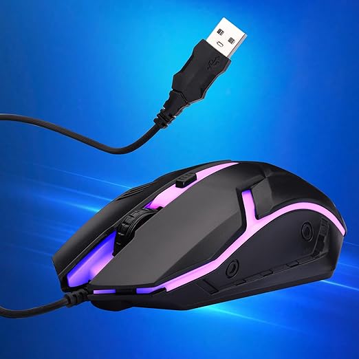 ZEBRONICS Uzi High Precision Wired Gaming Mouse with 4 Buttons, Rainbow LED Lights, DPI Switch with 800/1200/1600/2400 DPI, Plug & Play,  Lightweight Mouse (1.5M)