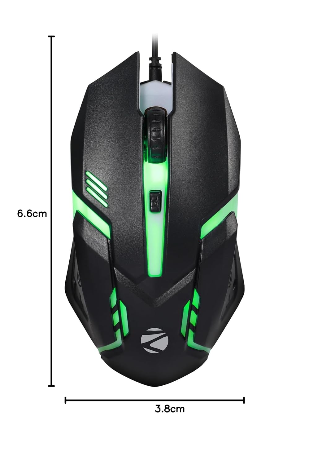 ZEBRONICS Uzi High Precision Wired Gaming Mouse with 4 Buttons, Rainbow LED Lights, DPI Switch with 800/1200/1600/2400 DPI, Plug & Play,  Lightweight Mouse (1.5M)