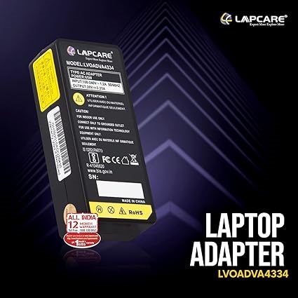 LAPCARE Laptop Adapter for Lenovo  65w Charger (Black)