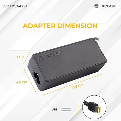 LAPCARE Laptop Adapter for Lenovo  65w Charger (Black)