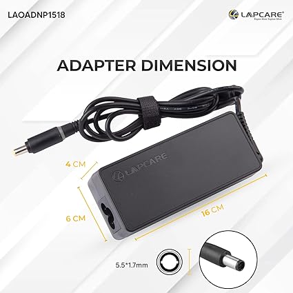 Lapcare 19V 65W 3.42A Compatible Laptop Adapter Charger for Acer Aspire One Extensa and Travel Mate Series Models - Black