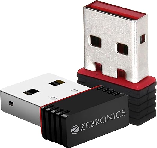 ZEBRONICS ZEB-USB150WF1 WiFi USB Mini Adapter Supports 150 Mbps Wireless Data, Comes with Advanced Security WPA/WPA2 encryption Standards