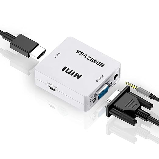  HDMI to VGA Adapter/Connector/Converter Cable 1080P (Female to Female) for Media Players, Xbox, Projector, Computer, Laptop, TV & More | Full HD Resolution | Compact Design