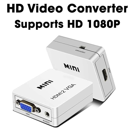  HDMI to VGA Adapter/Connector/Converter Cable 1080P (Female to Female) for Media Players, Xbox, Projector, Computer, Laptop, TV & More | Full HD Resolution | Compact Design
