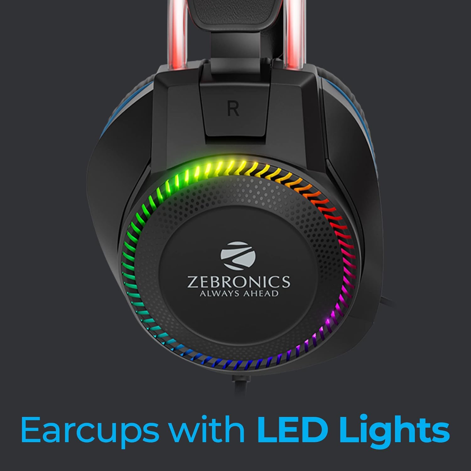  Gaming  HEADPHONE Zebronics Jet PRO Premium Wired Gaming On Ear Headphone with LED for Headband + earcups, 40mm Neodymium Drivers, 2 Meter Braided Cable, with mic, Suspension Design, 3.5mm + USB Connector