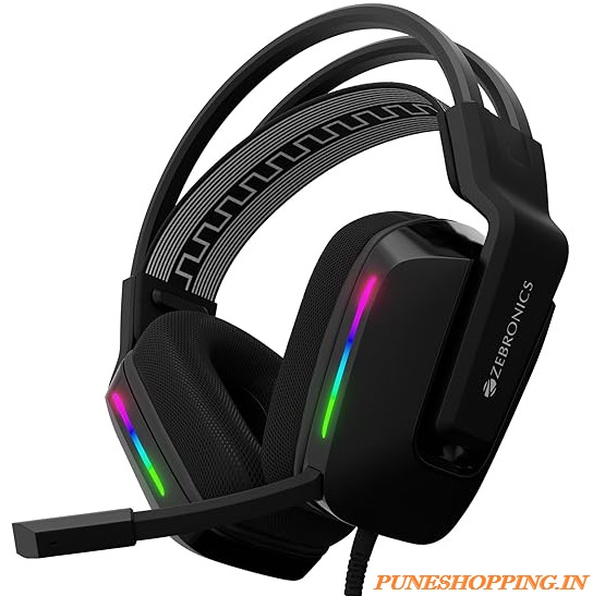 Zebronics Gaming Headset Premium  Ear Headphone with Dolby Atmos Subscription, 50mm Neodymium Drivers, Extra Soft Ear Cushion, Suspension Headband,Braided Cable