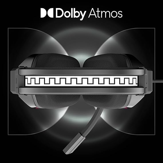 Zebronics Gaming Headset Premium  Ear Headphone with Dolby Atmos Subscription, 50mm Neodymium Drivers, Extra Soft Ear Cushion, Suspension Headband,Braided Cable