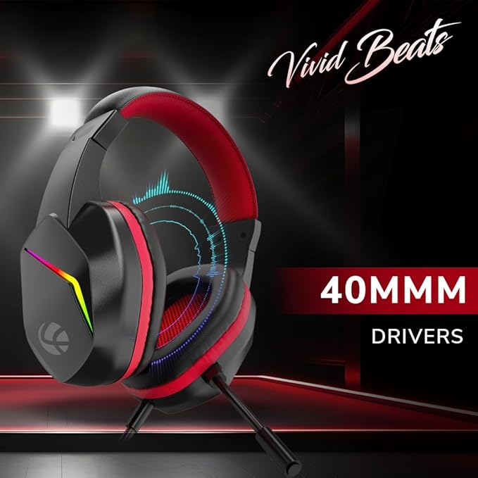 LAPCARE Bunker Gaming Over Ear Headset with RGB Back Lights|40Mm Drivers|3.5Mm+USB Jack|Adujustable Microphone|Light Design&Comfortable|Super Anti Violence&Break|Braided PVC Line
