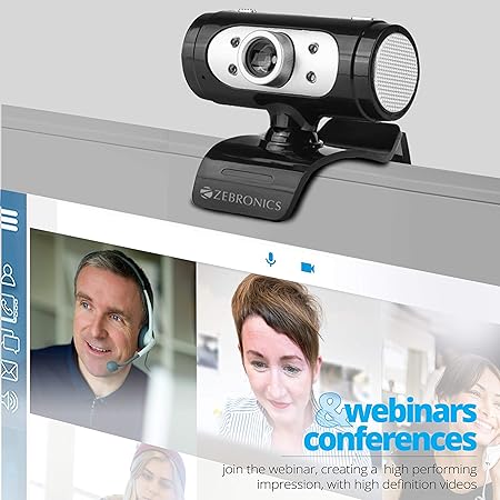 Zebronics Zeb-Ultimate Pro (Full HD) 1080p/30fps Webcam with 5P Lens, Built-in Mic, Auto White Balance, Night Vision