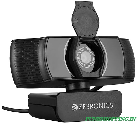 ZEBRONICS Pure Plus 4K Webcam, 3840 x 2160 (4K UHD), 30 FPS, Auto Built-in Microphone, Privacy Shutter, for Skype | Zoom | Meet