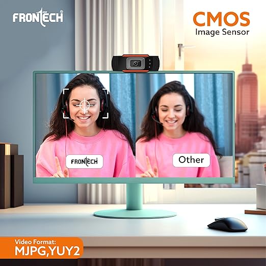 FRONTECH Webcam 2255 - HD 720p, Driverless DSP Chip, 4X Digital Zoom - Crystal Clear Video Calls CMOS Sensor Built-in Mic
