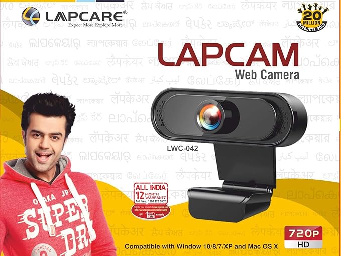 LAPCARE Lapcam HD 720 P, Noise Isolated Microphone with Computer HD stremaing Web cam for Desktop & Laptop with mic with Wide Angle Lens & Large Senso