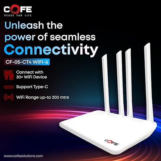 COFE Wi-Fi 6 4G Sim Single Band Router|Speed Upto 300 Mbps|Ai Based Auto-Switching|Supports Type-C Internet & Power