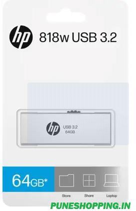 HP 818w 64GB USB 3.2 Flash Drive Silver Metal