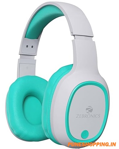 ZEBRONICS Thunder Bluetooth 5.3 Wireless Over Ear Headphones with 60H Backup, Gaming Mode, Dual Pairing, Enc, Aux, Micro Sd, Voice Assistant