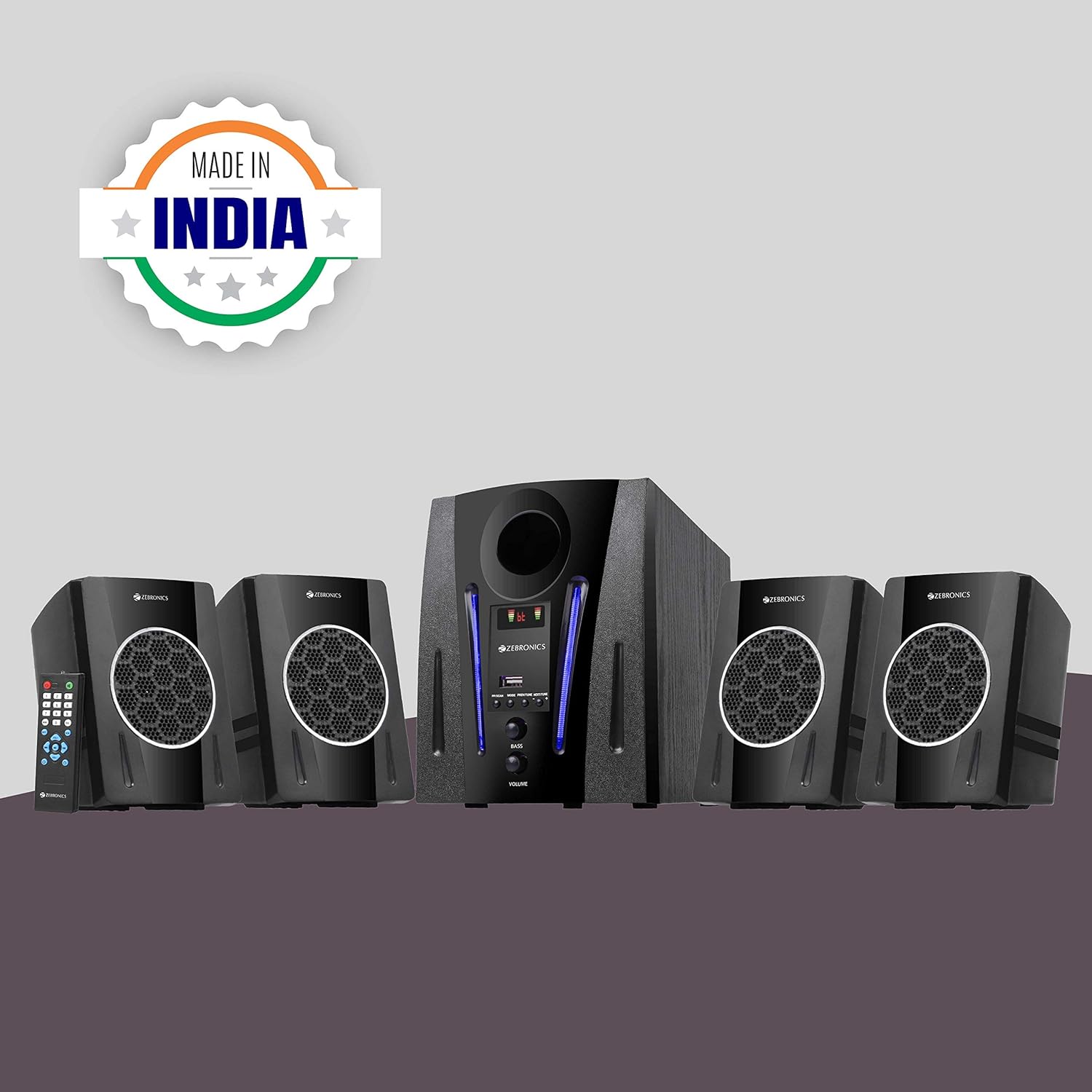 Zebronics ZEB-BT2750RUF Made in India Wireless Bluetooth Multimedia Speaker With Supporting USB, AUX, FM & Remote Control. (60 Watt, 4.1 Channel)