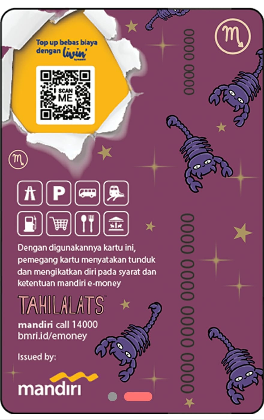 Kartu E-Money Mandiri edisi Tahilalats Scorpio (Support NFC)