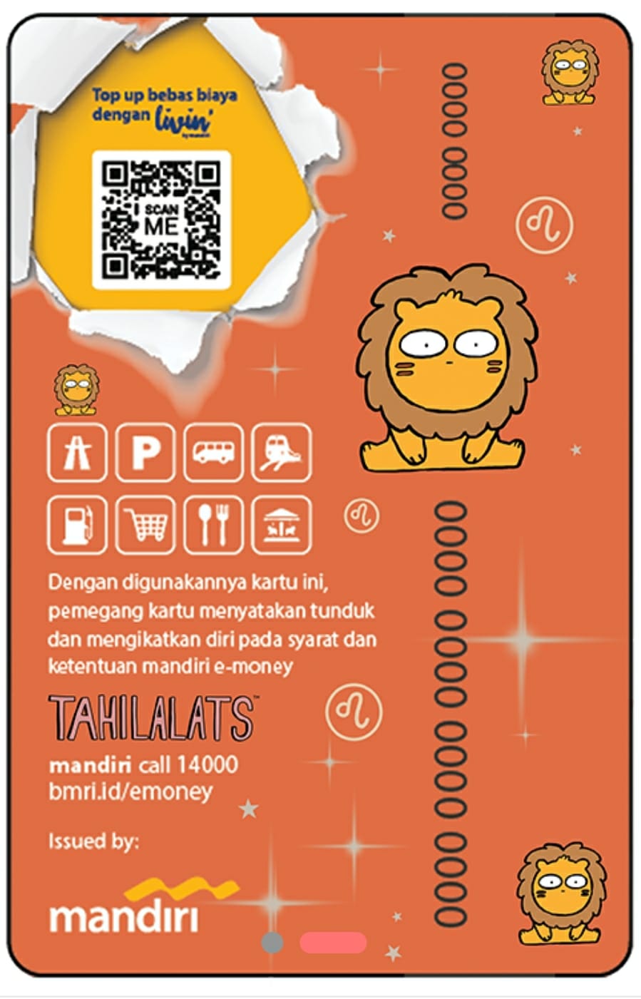 Kartu E-Money Mandiri edisi Tahilalats Leo (Support NFC)