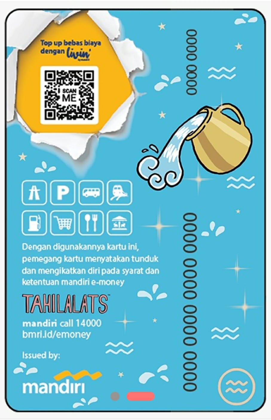 Kartu E-Money Mandiri edisi Tahilalats Aquarius (Support NFC)