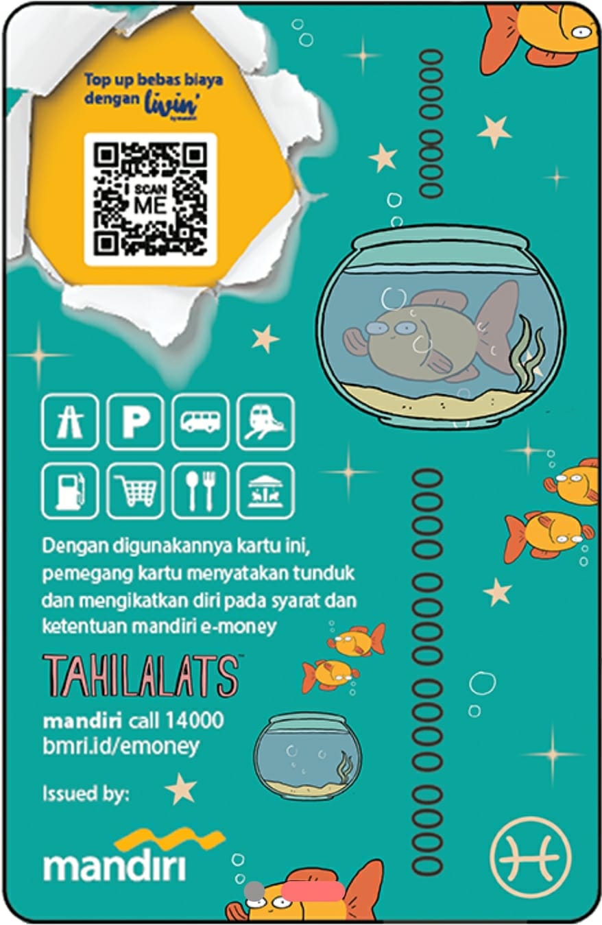 Kartu E-Money Mandiri edisi Tahilalats Pisces (Support NFC)