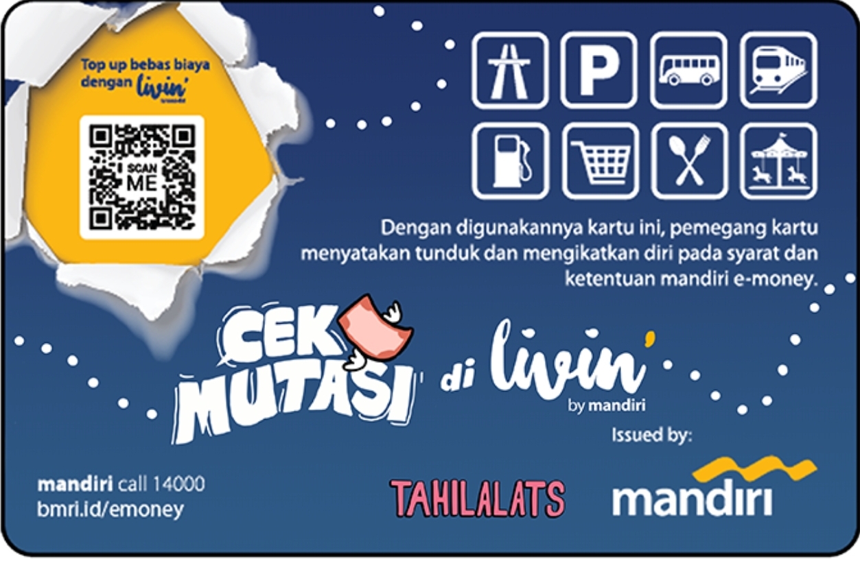 Kartu E-Money Mandiri edisi Tahilalats Cek Mutasi (Support NFC)