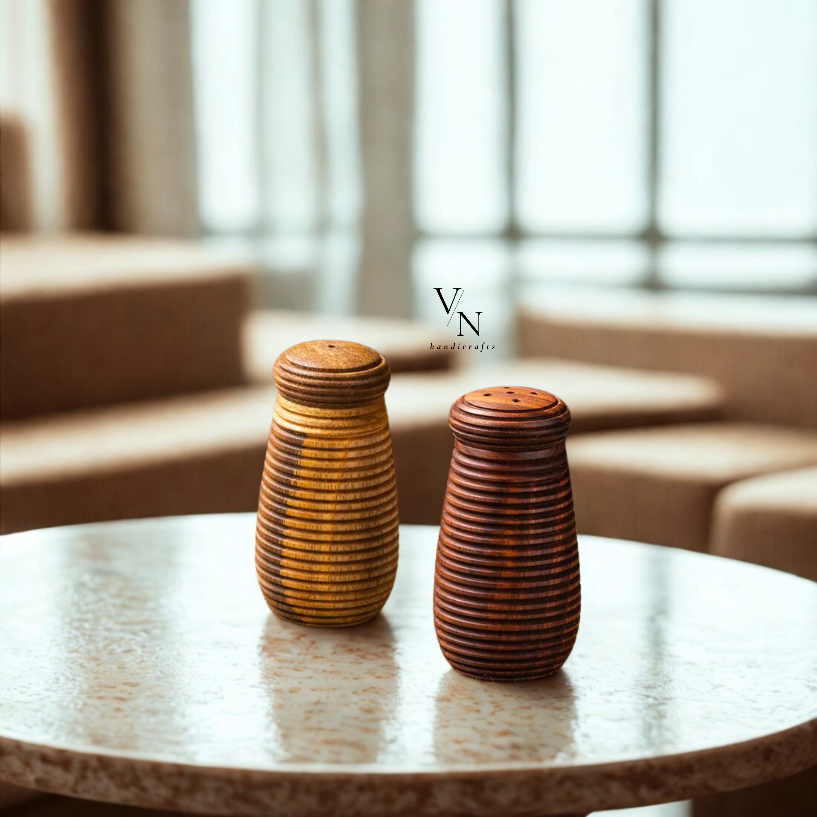 Handcrafted Wooden Salt and Pepper Shakers