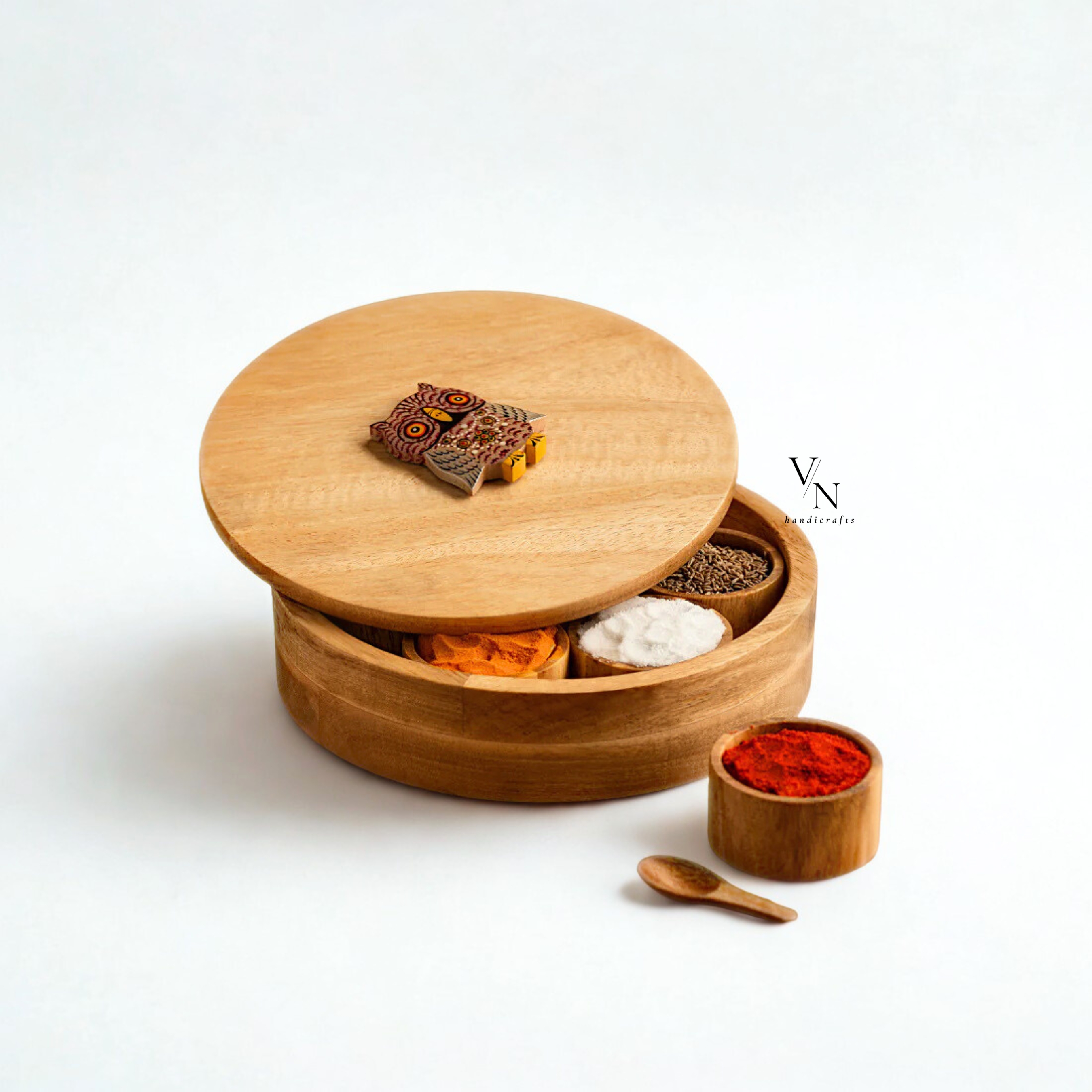 Wooden Spice Box with Compartments