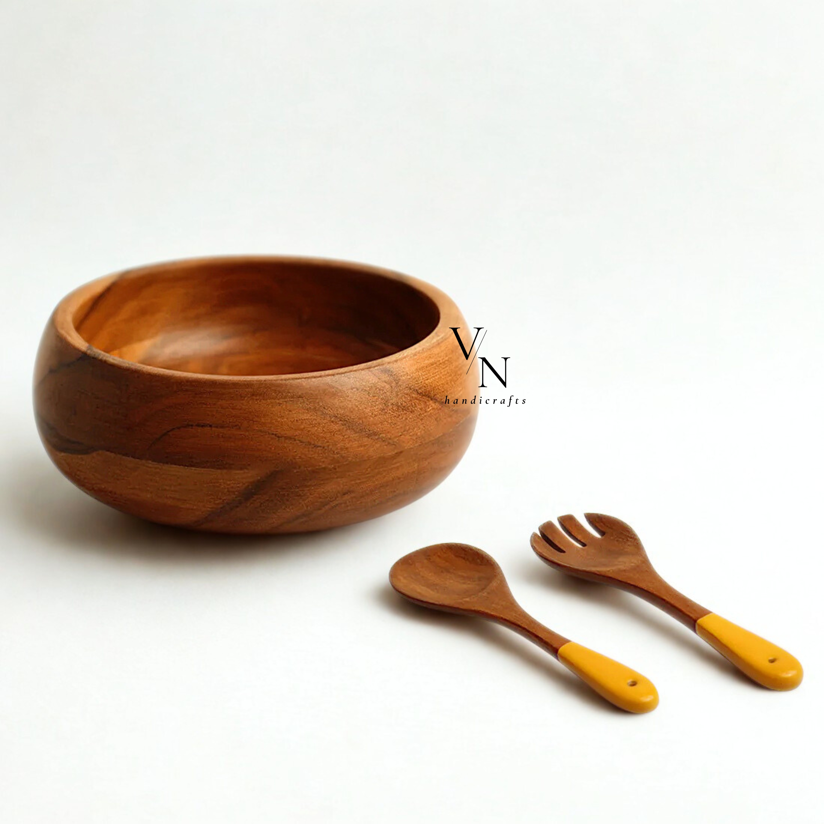 Wooden Salad Bowl and Spoons Set