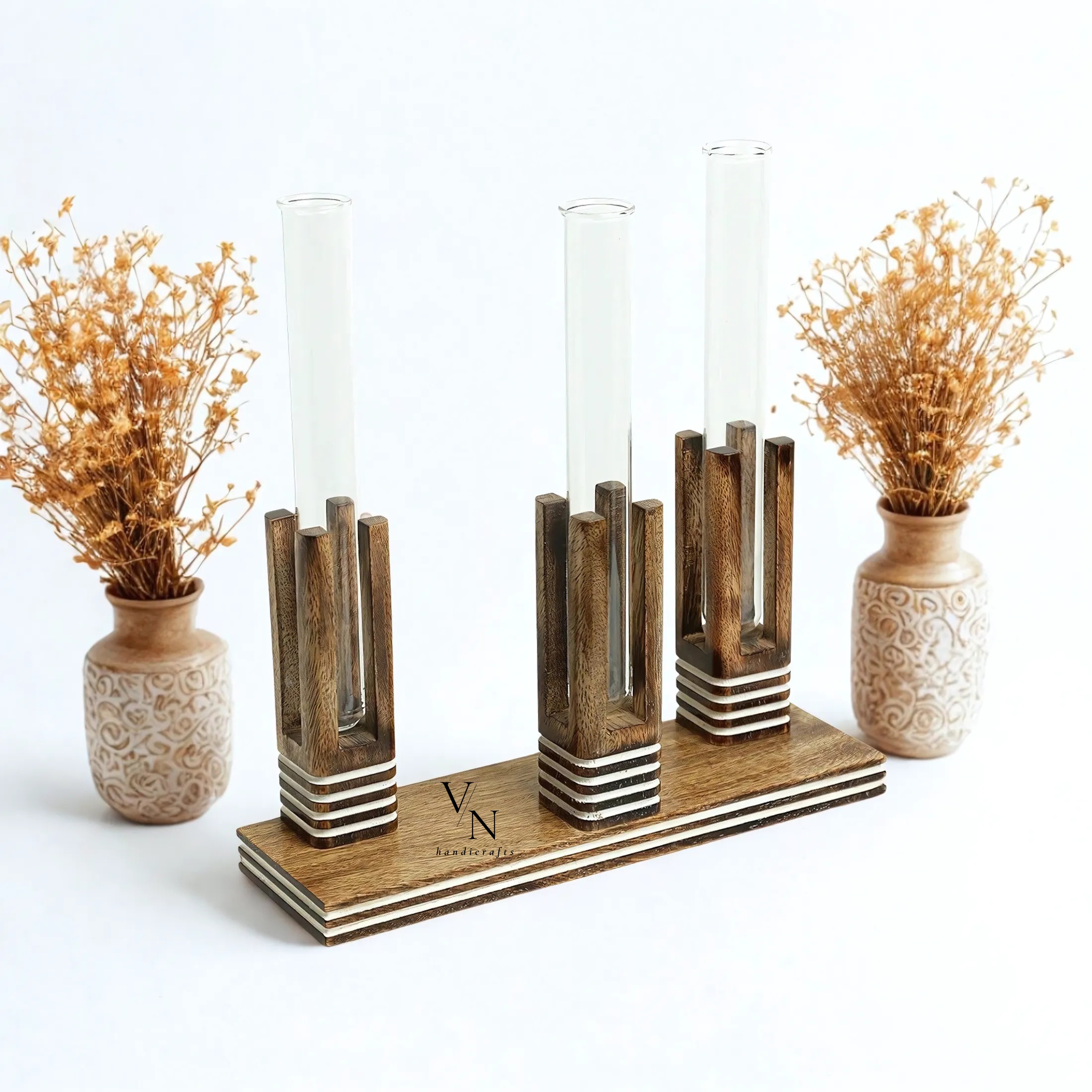Planter Tubes With Wooden Holder