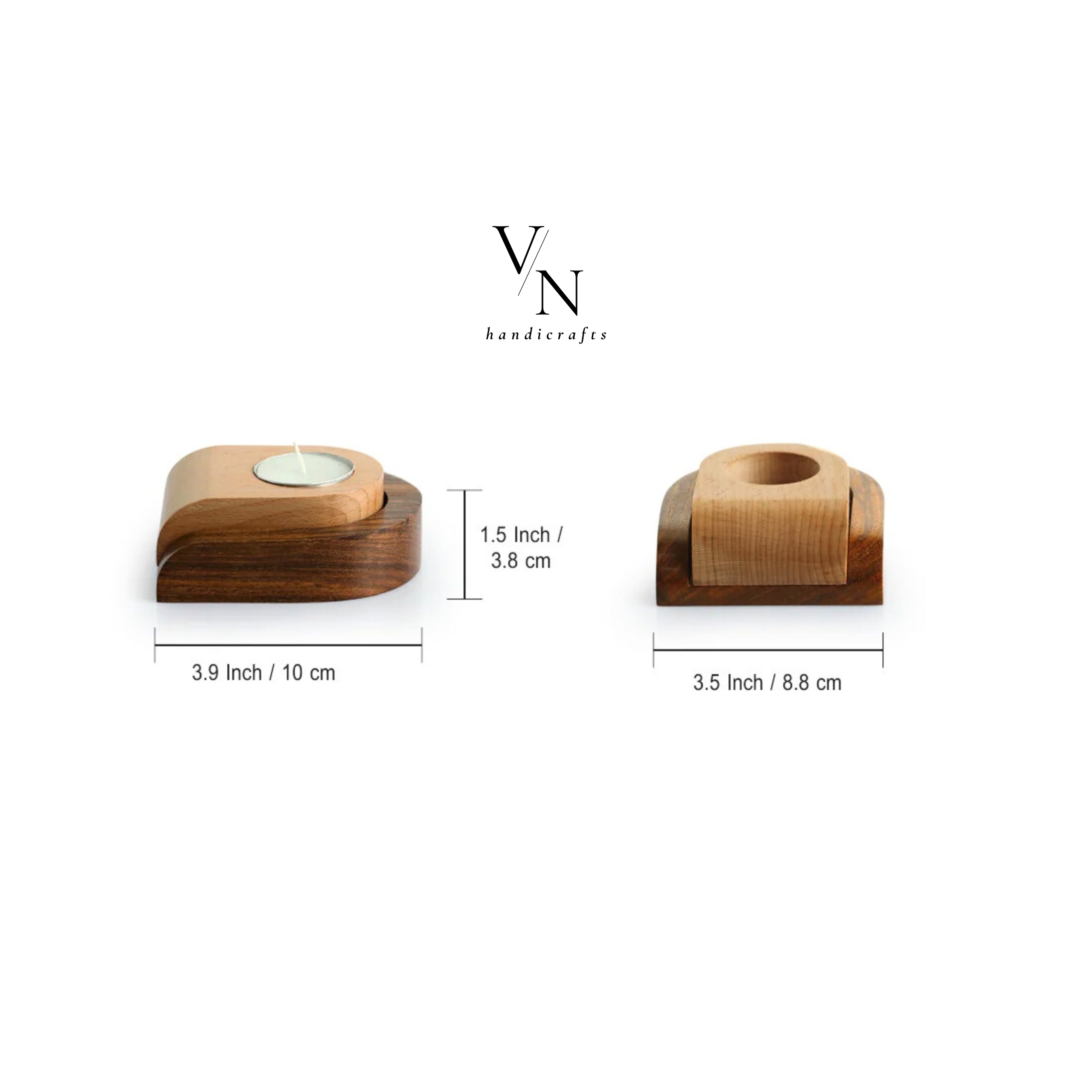 Wooden Tea Light Holder (Set of 2)