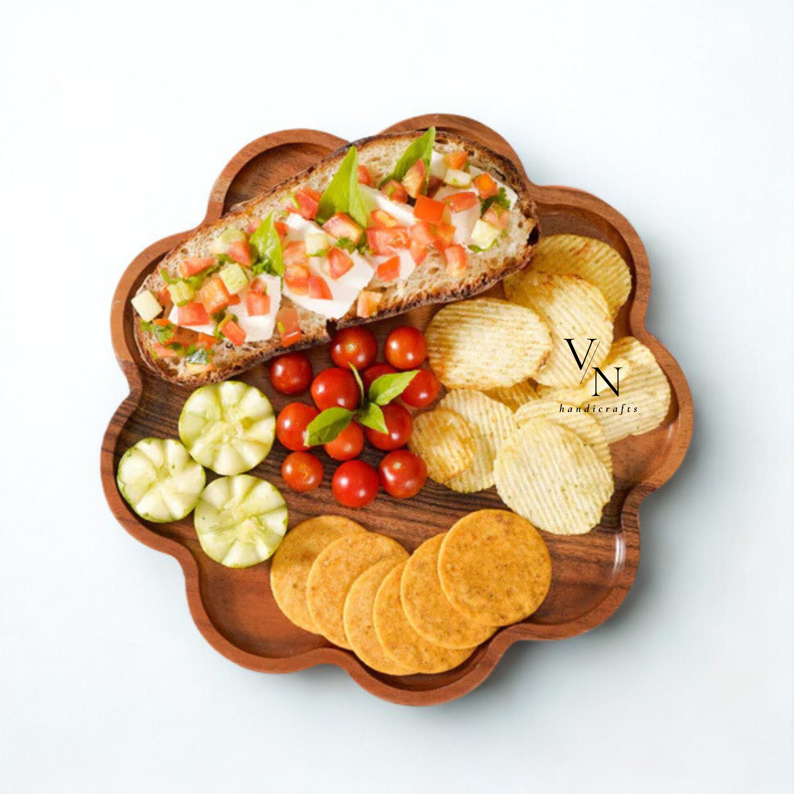 Wooden Flower Shape Serving Tray