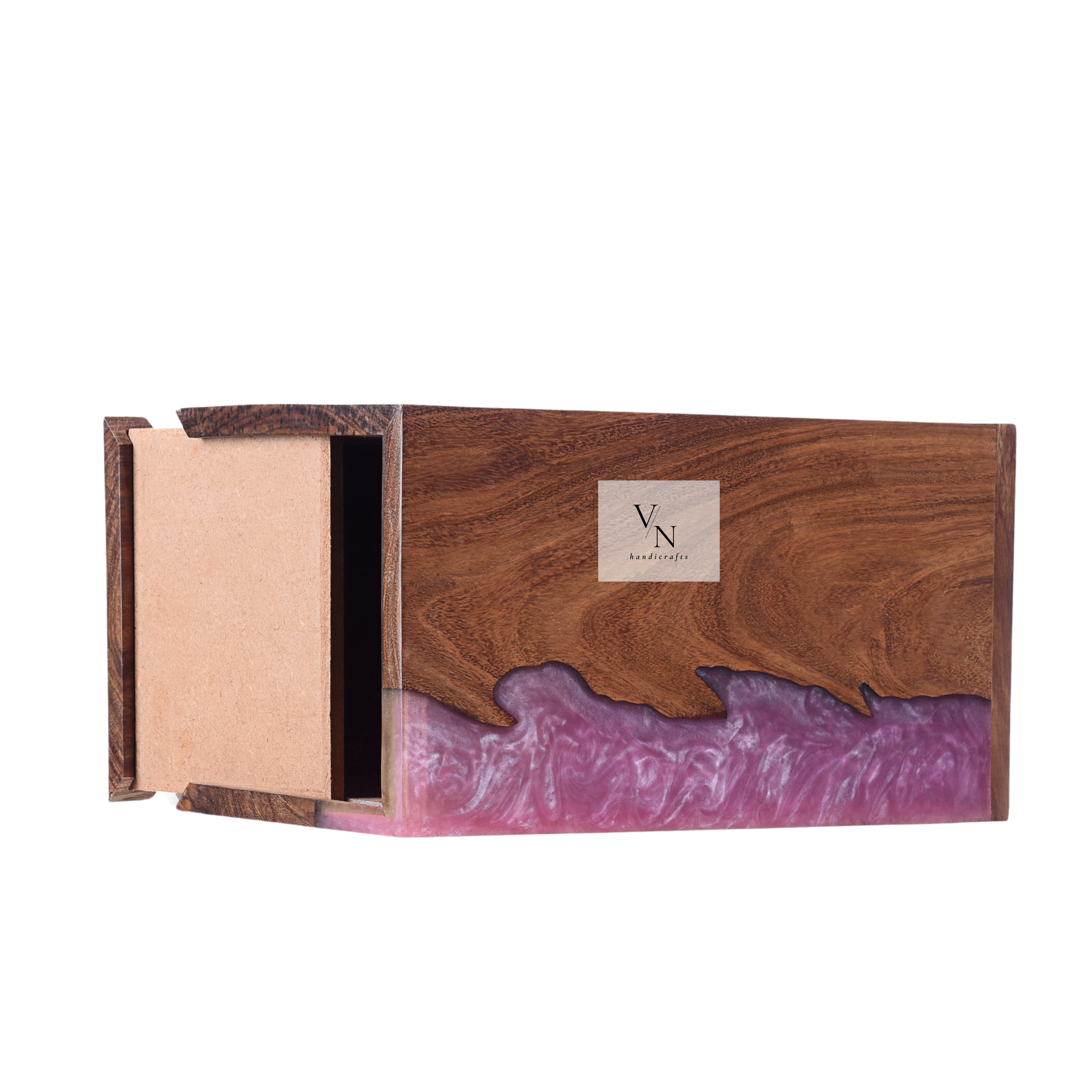Wooden Urn Box [Pink Resin]
