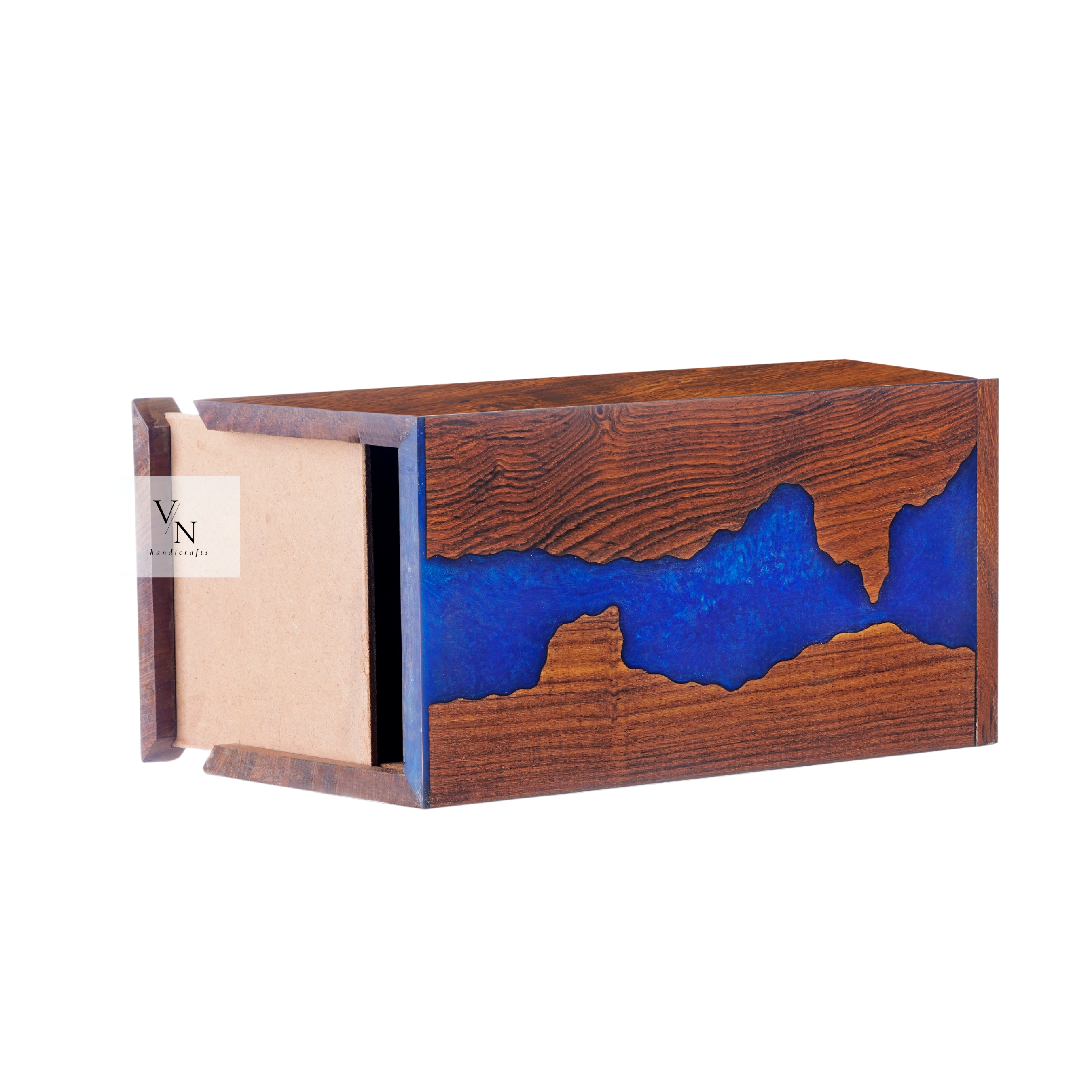 Wooden Urn Box [Blue Resin]
