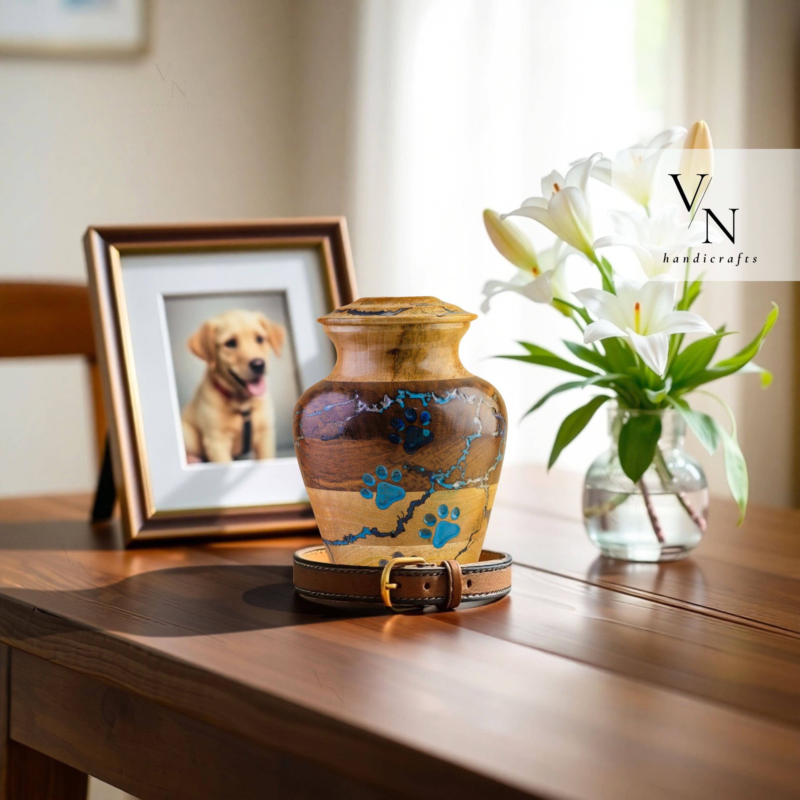 Handcrafted Wooden Urn