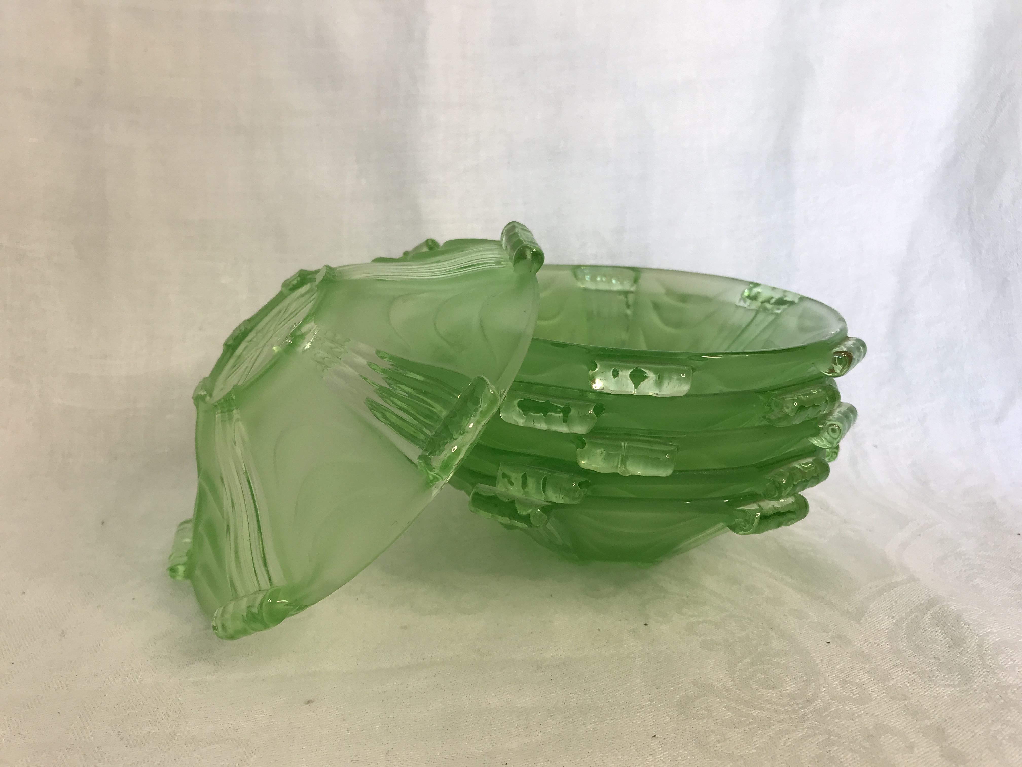 Vintage Green Glass dessert dishes