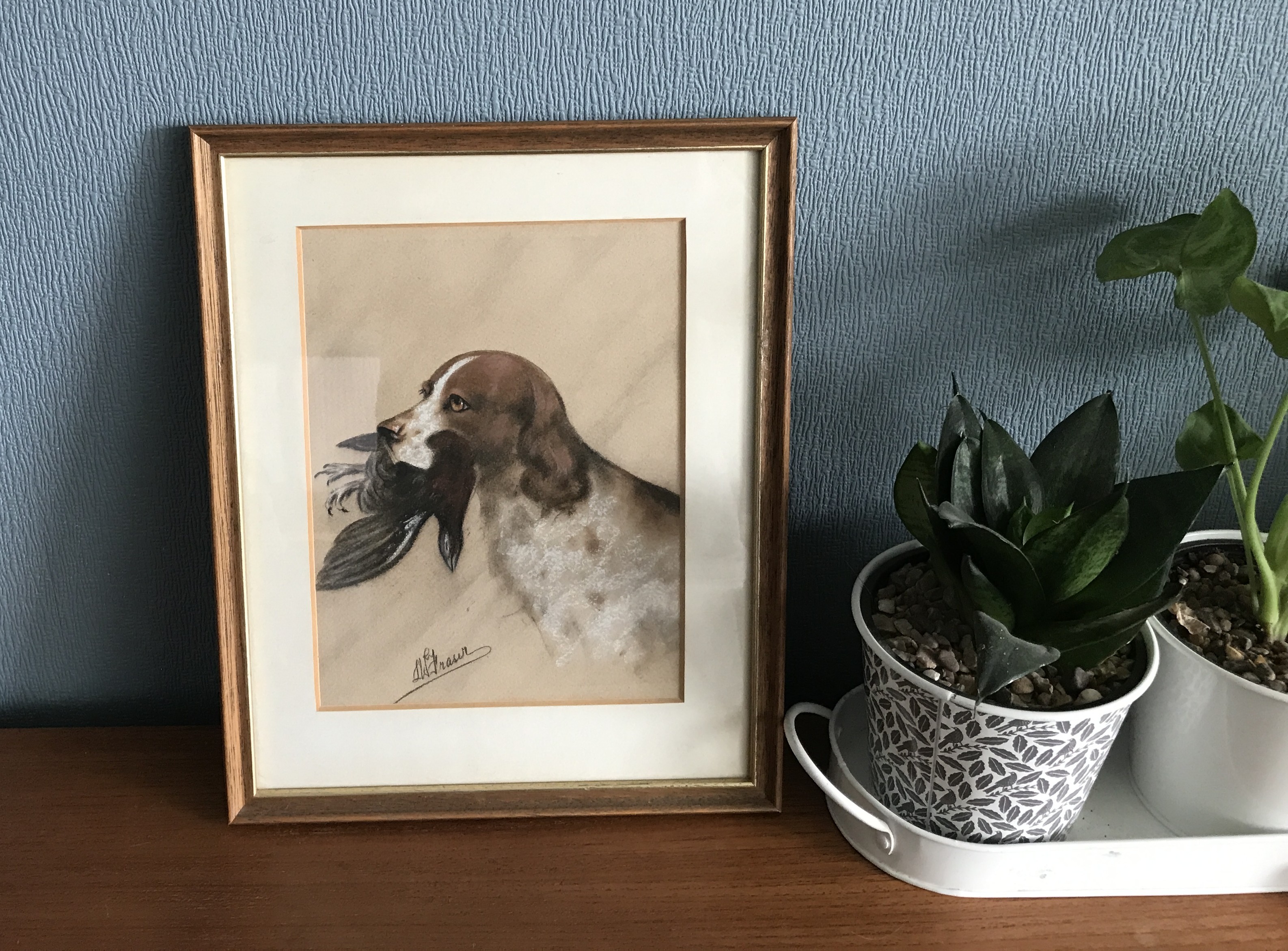 L W Fraser Pastel Gun Dog and catch