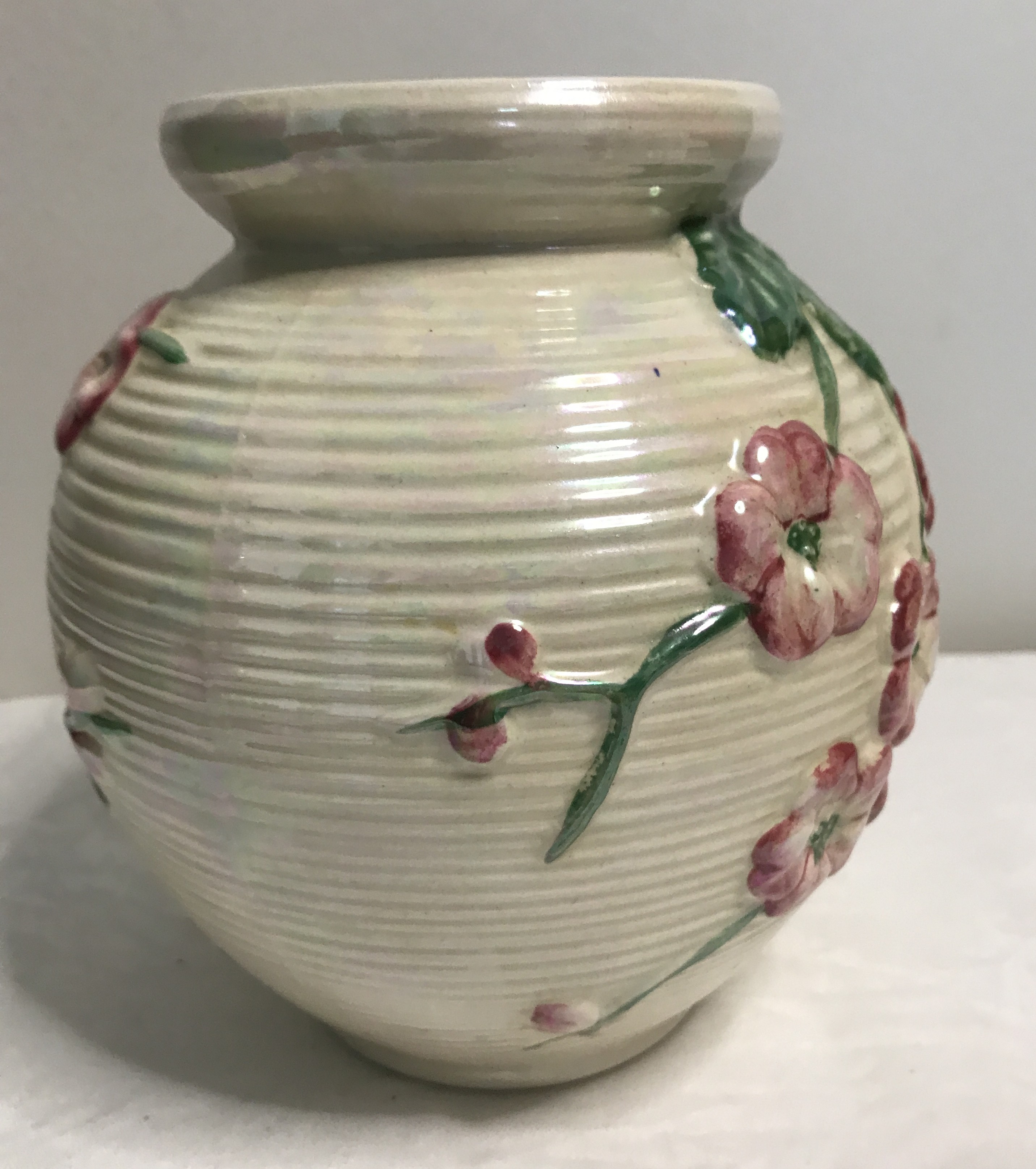 Maling Pink Apple Blossom vase. Vintage.