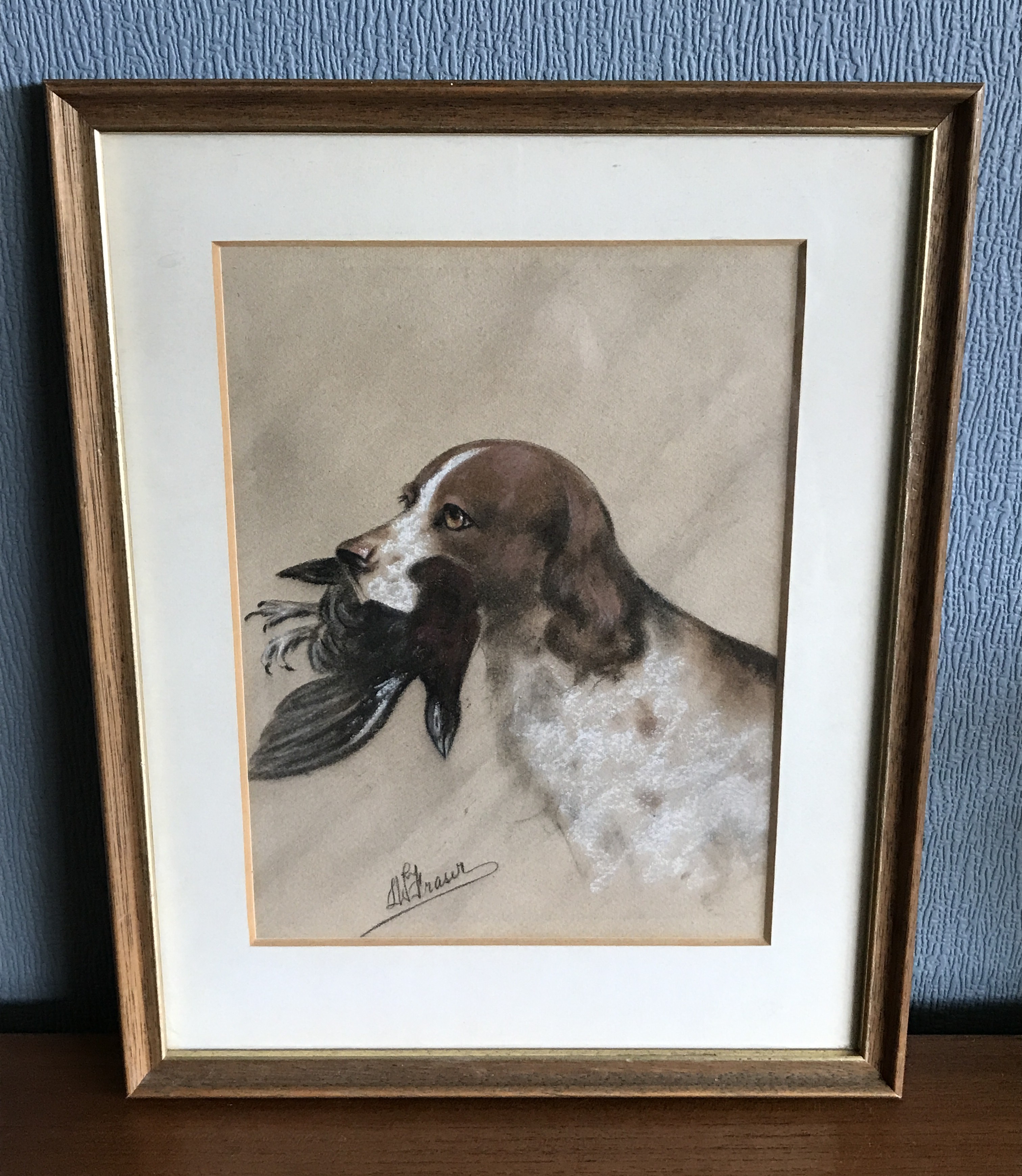 L W Fraser Pastel Gun Dog and catch