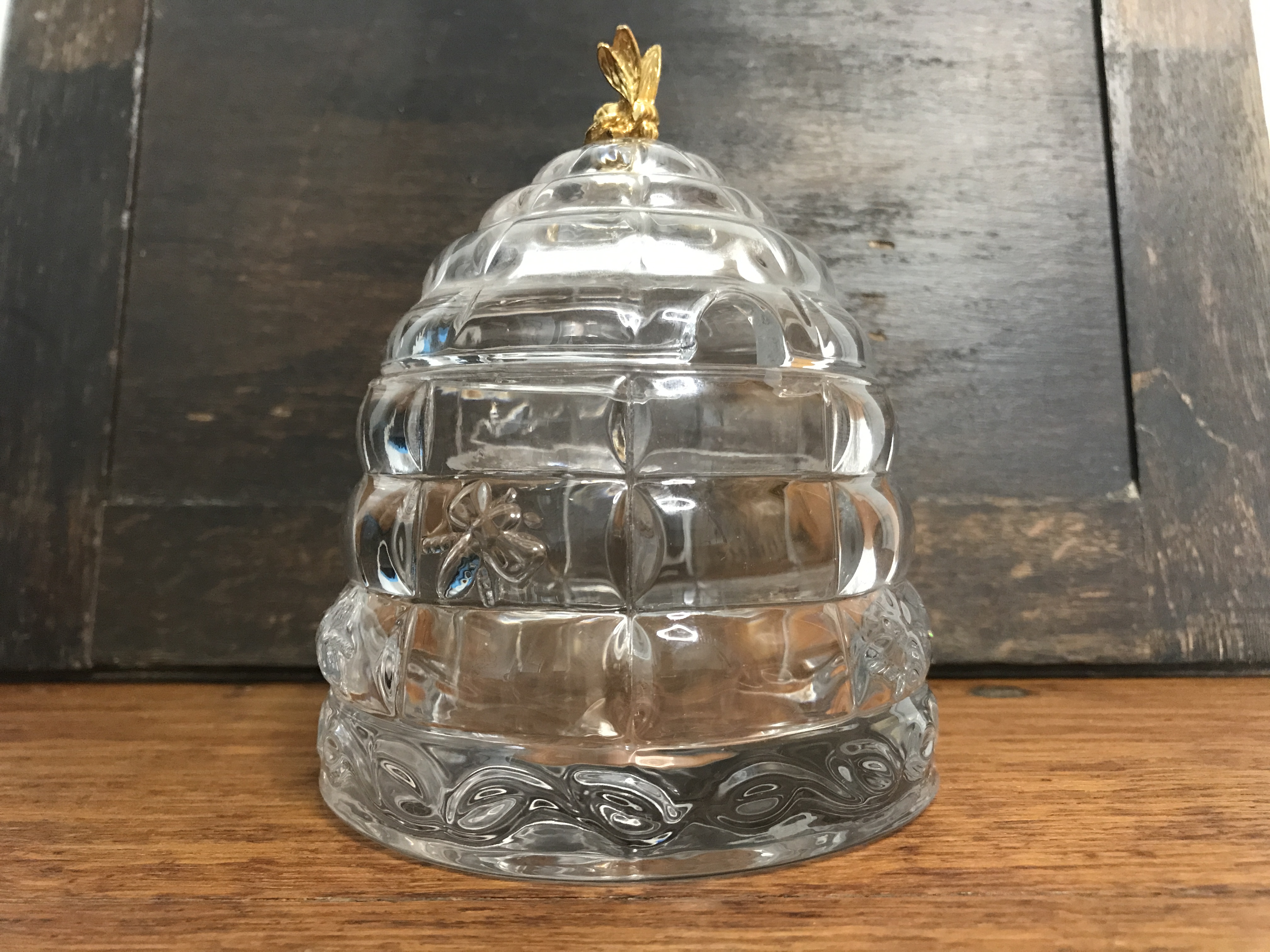 Vintage Gorham Glass 'Garden Serenade' Honey pot