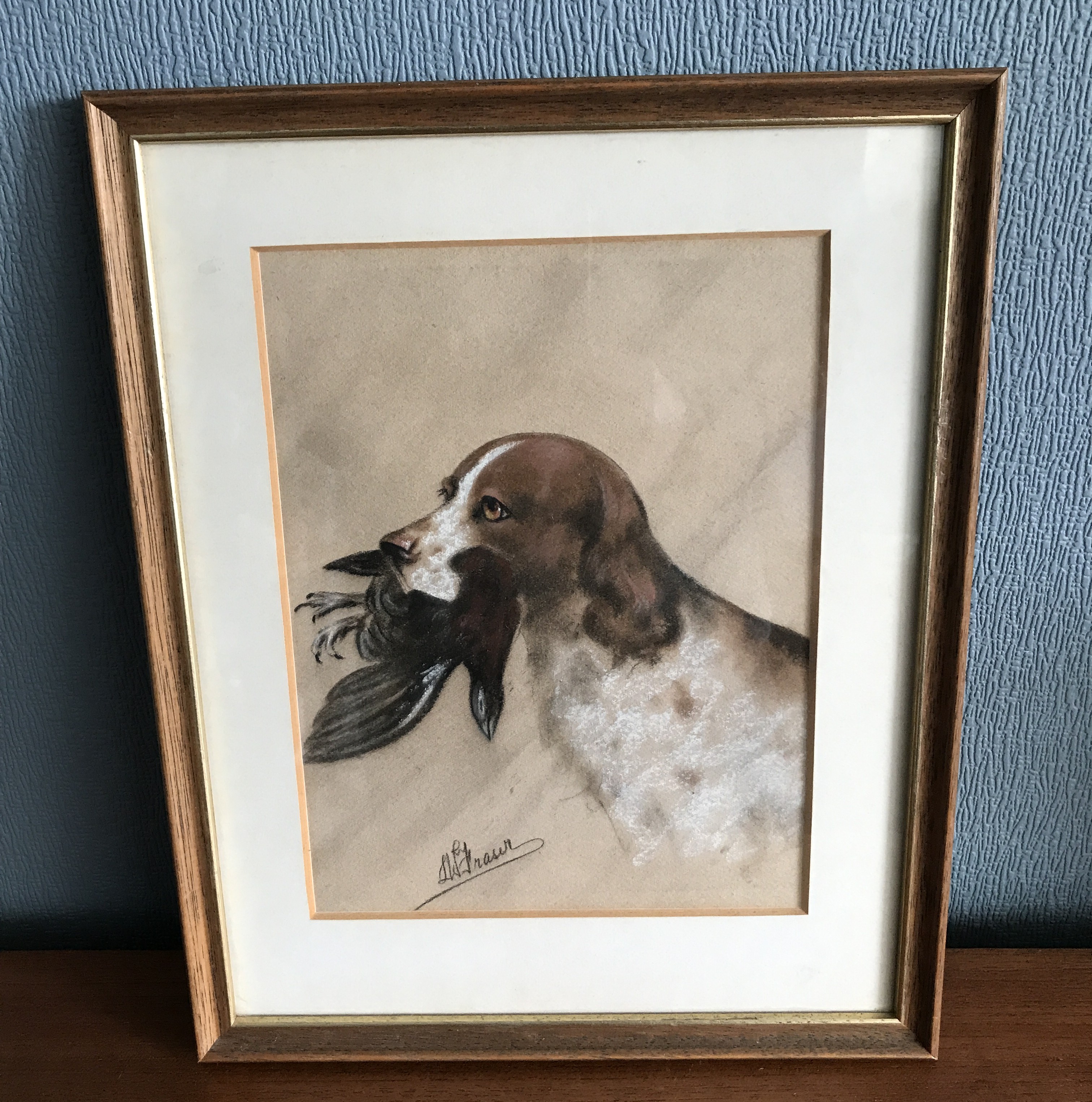 L W Fraser Pastel Gun Dog and catch